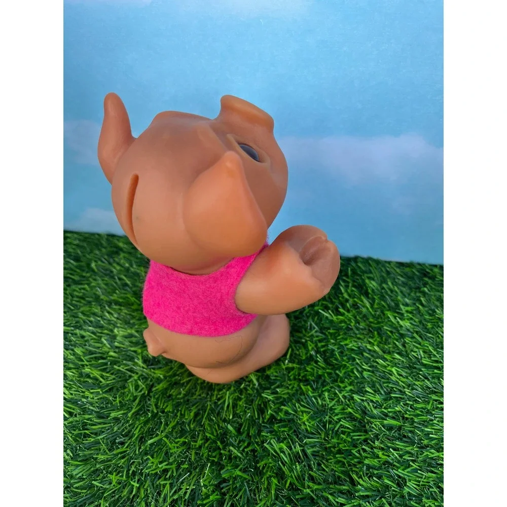 Vintage Thomas Dam Troll Pig Piggy Bank Pink Vest Vinyl Toy Collectible